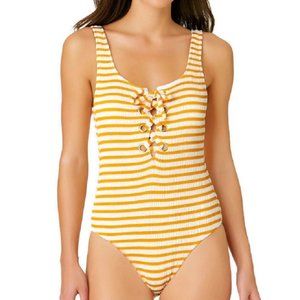 California Waves Textured Grommet One-Piece Swimsu
